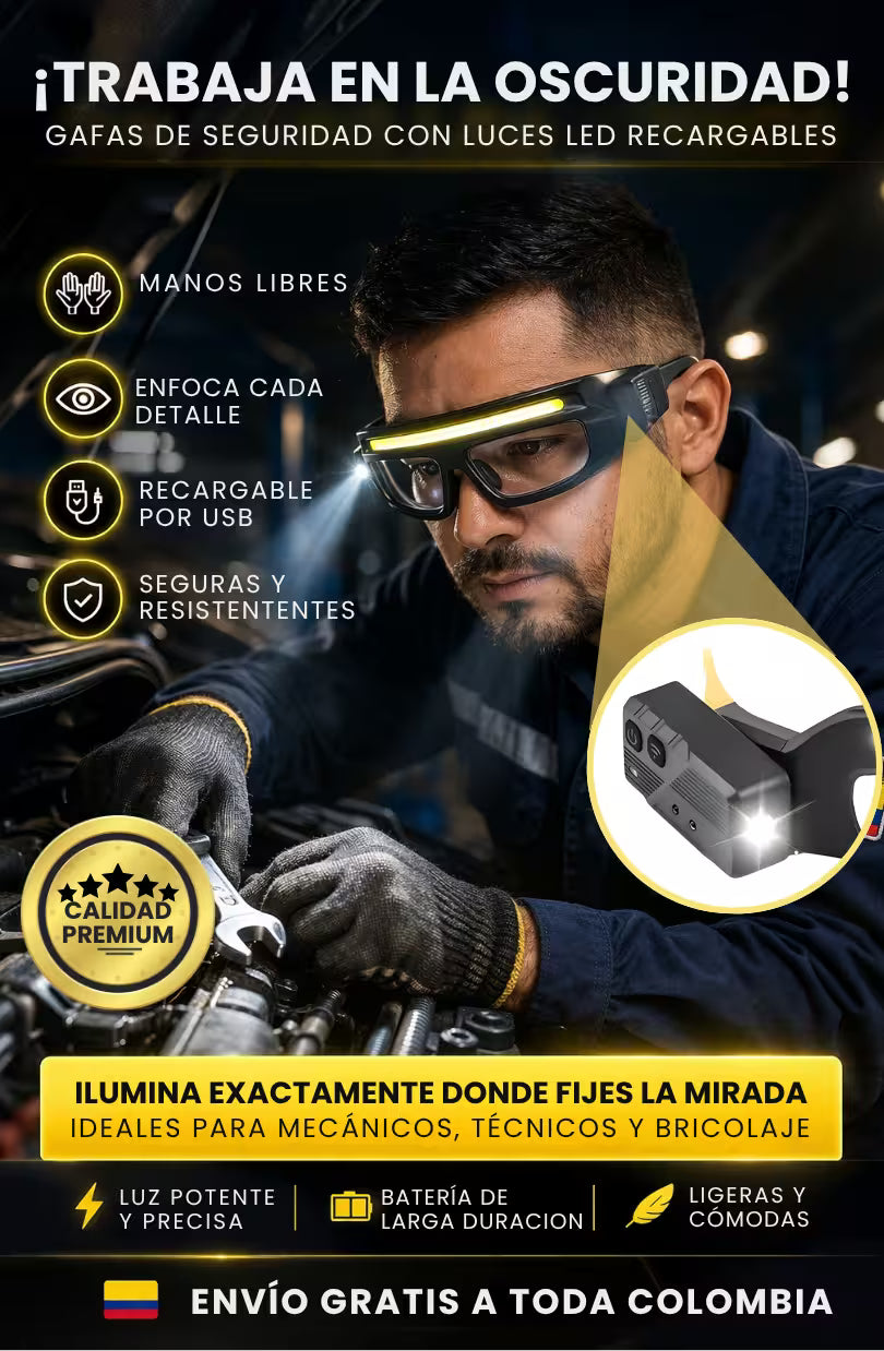 LumixGlass® - Gafas de Seguridad LED con Sensor de Movimiento Inteligente
