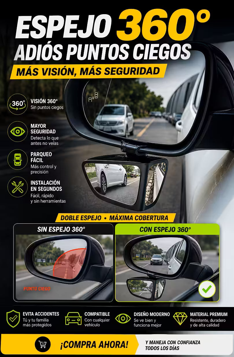 ClearDrive® - Espejo de Punto Ciego Giratorio 360° x2 Und