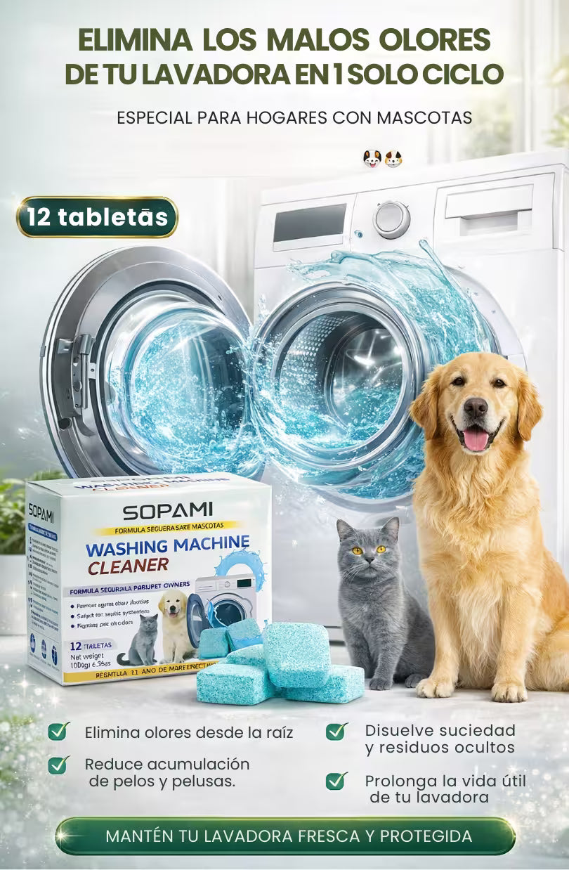 Sopami® - Tabletas para Limpieza Interna de Lavadoras X12 Und