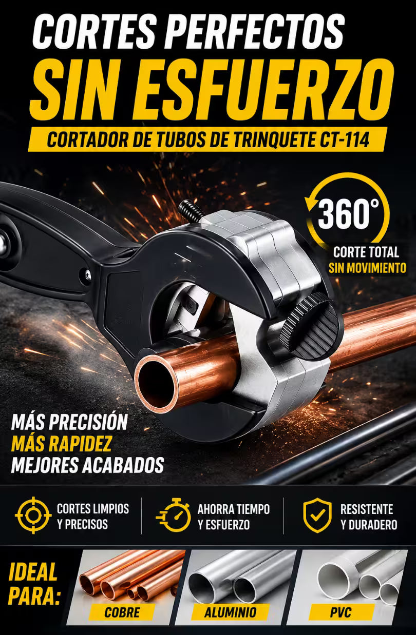 CutMaster® - Cortador Profesional de Tubos con Trinquete 360°