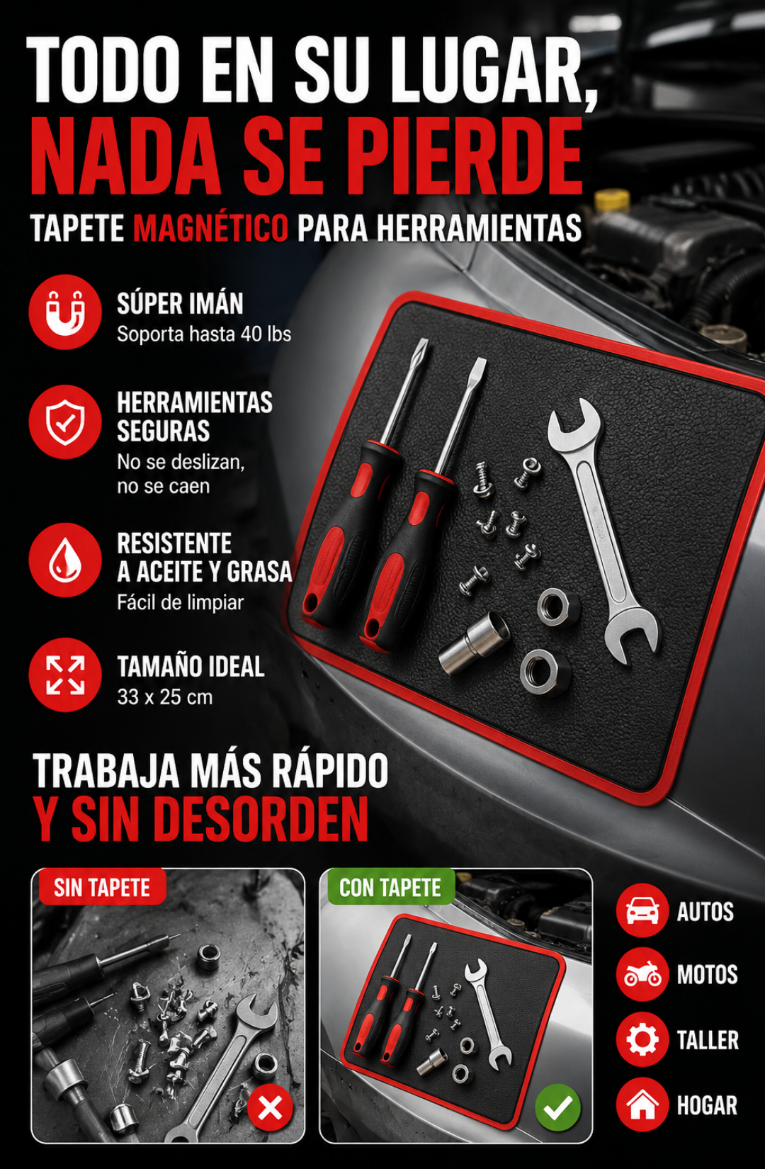 SteelGrip® - Alfombra Magnética Antideslizante para Herramientas